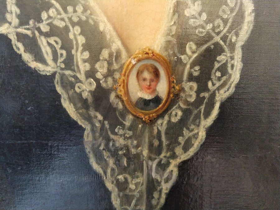 Antique Oil painting on canvas signed A.Limal, dated (18)89, portrait of 'Félicie Cousin'