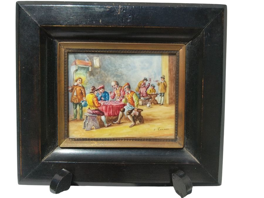 Antique Miniature oil painting, signed, in the style of 17th century, exceptional quality