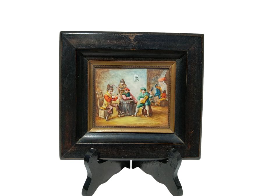 Antique Miniature oil painting, signed, in the style of 17th century, exceptional quality