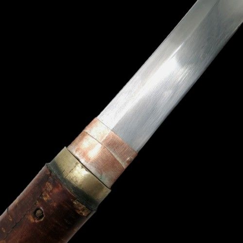 Antique Antique Japanese Meiji shikomizue sword wakizashi 16thc blade in Meiji period 19thc Kabazaiku Cherry bark mounts, Asian knife