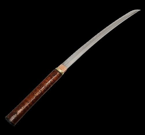 Antique Antique Japanese Meiji shikomizue sword wakizashi 16thc blade in Meiji period 19thc Kabazaiku Cherry bark mounts, Asian knife