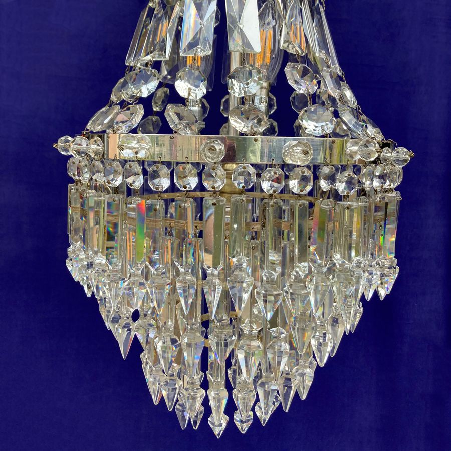 Antique Art-Deco Empire Chandelier (Silver Plated Frame)