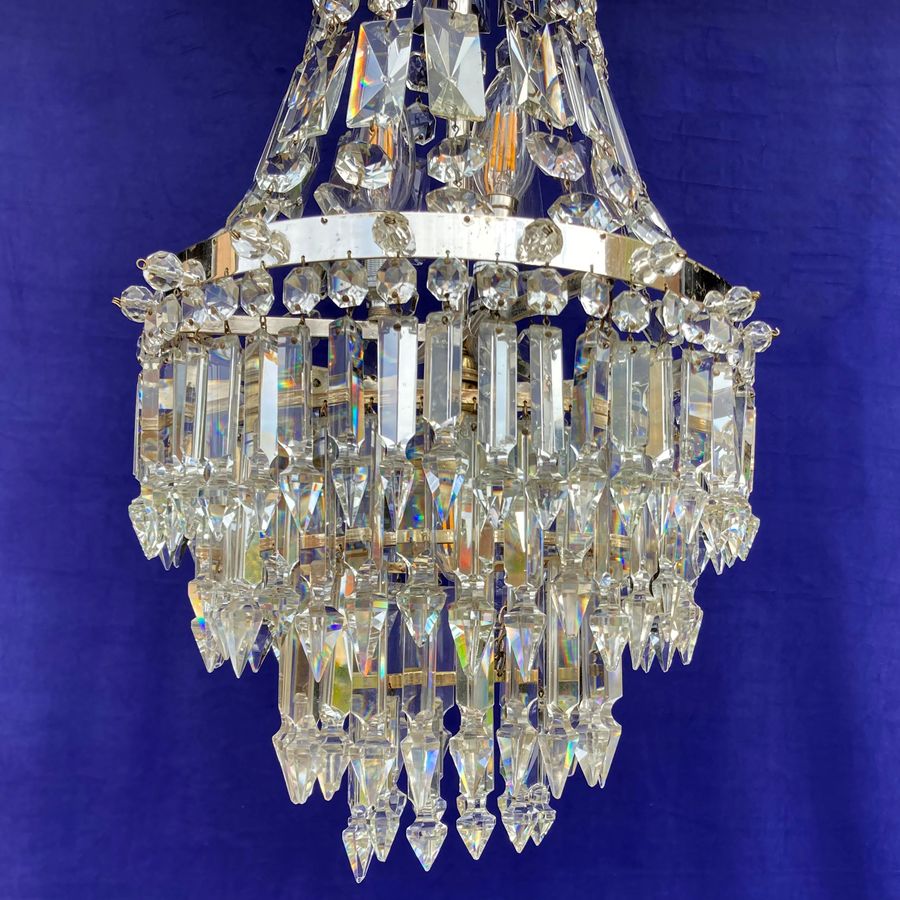 Antique Art-Deco Empire Chandelier (Silver Plated Frame)