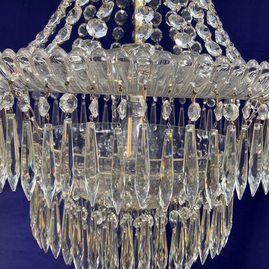 Antique Art-Deco Crystal Waterfall Chandelier