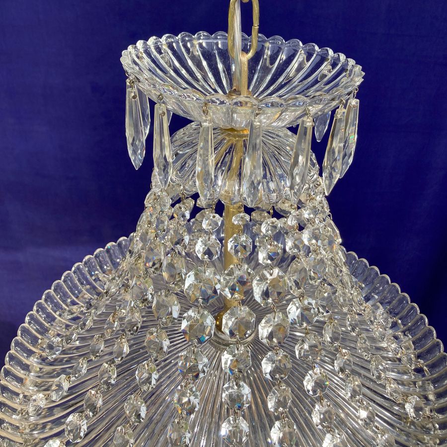 Antique Art-Deco Crystal Waterfall Chandelier