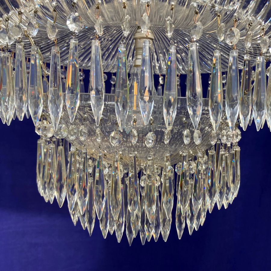 Antique Art-Deco Crystal Waterfall Chandelier