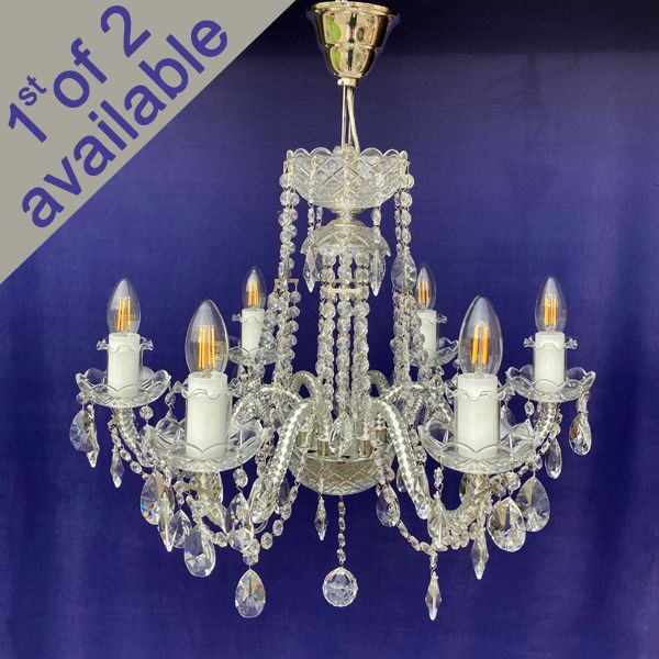 Antique 6-Branch Bohemian Chandelier