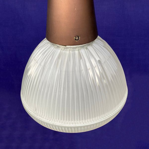 Antique Pair of Italian Industrial Glass Pendant Lamp, attributed to Tito Agnoli