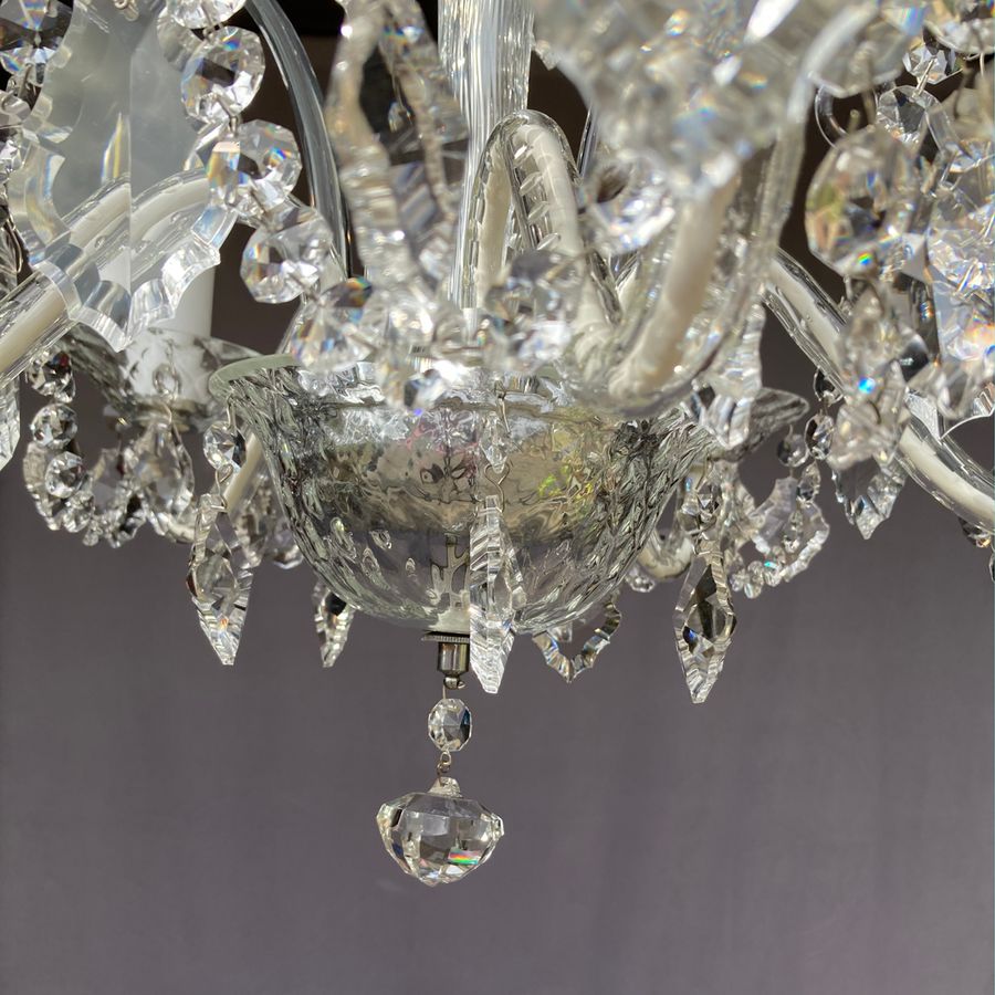 Antique Bohemian Textured Glass 5-Branch Chandelier