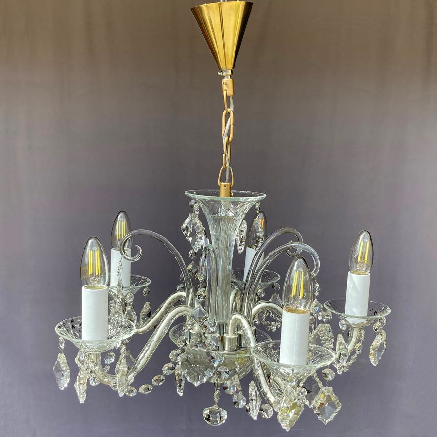 Bohemian Textured Glass 5-Branch Chandelier