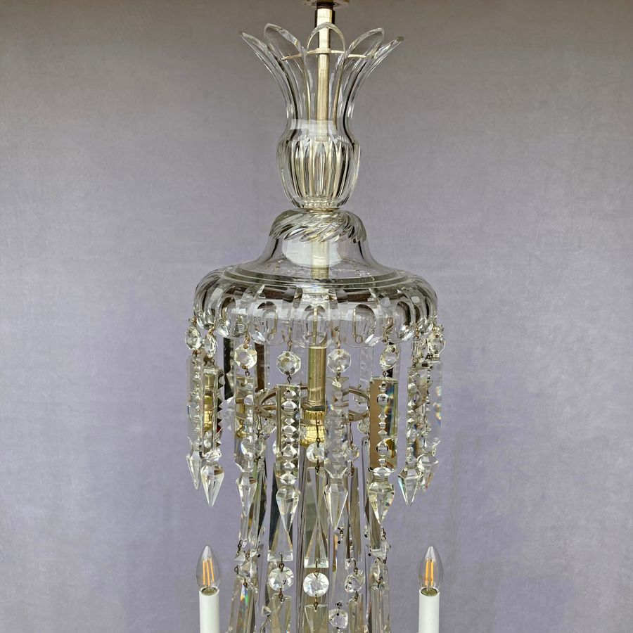 Antique Large French Empire Chandelier on Silver Plated Frame