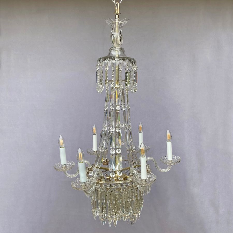 Large French Empire Chandelier on Silver Plated Frame