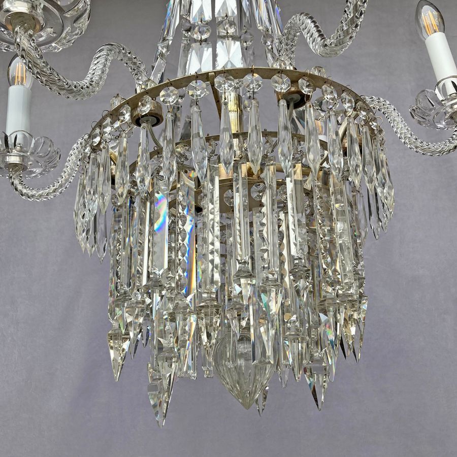 Antique Large French Empire Chandelier on Silver Plated Frame