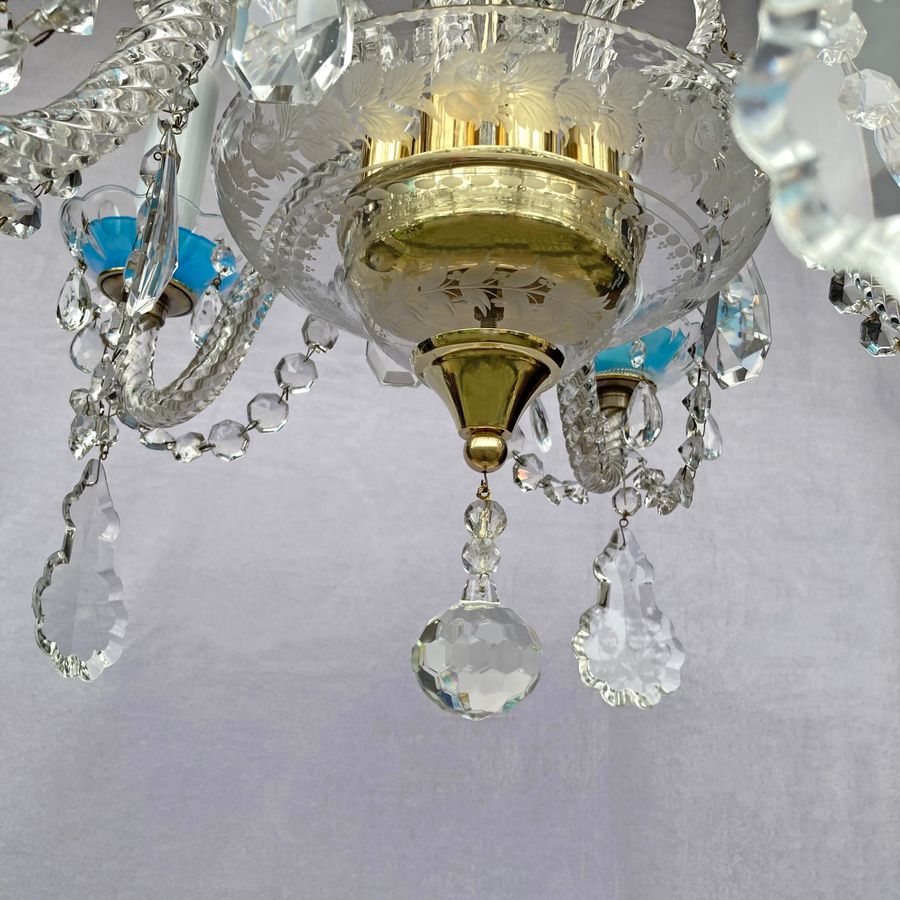 Antique Turquoise Blue Vienna-Style Chandelier