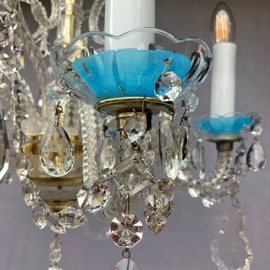 Antique Turquoise Blue Vienna-Style Chandelier