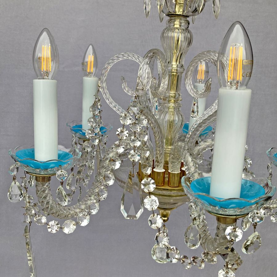 Antique Turquoise Blue Vienna-Style Chandelier