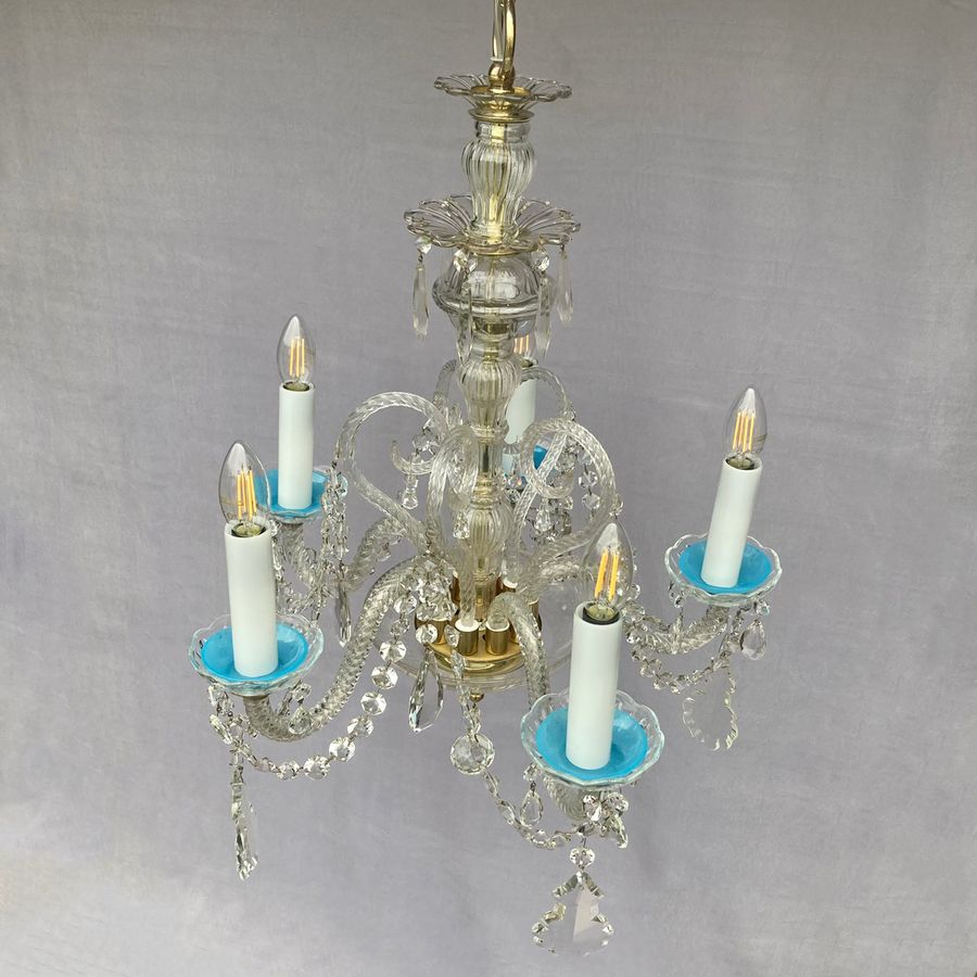 Antique Turquoise Blue Vienna-Style Chandelier