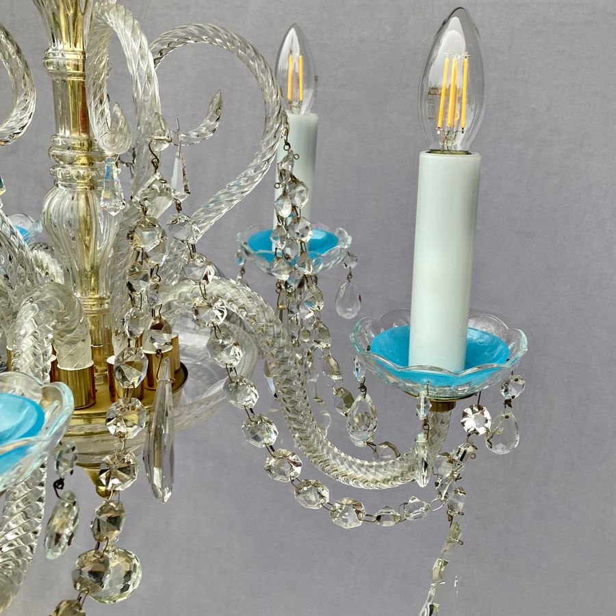 Antique Turquoise Blue Vienna-Style Chandelier