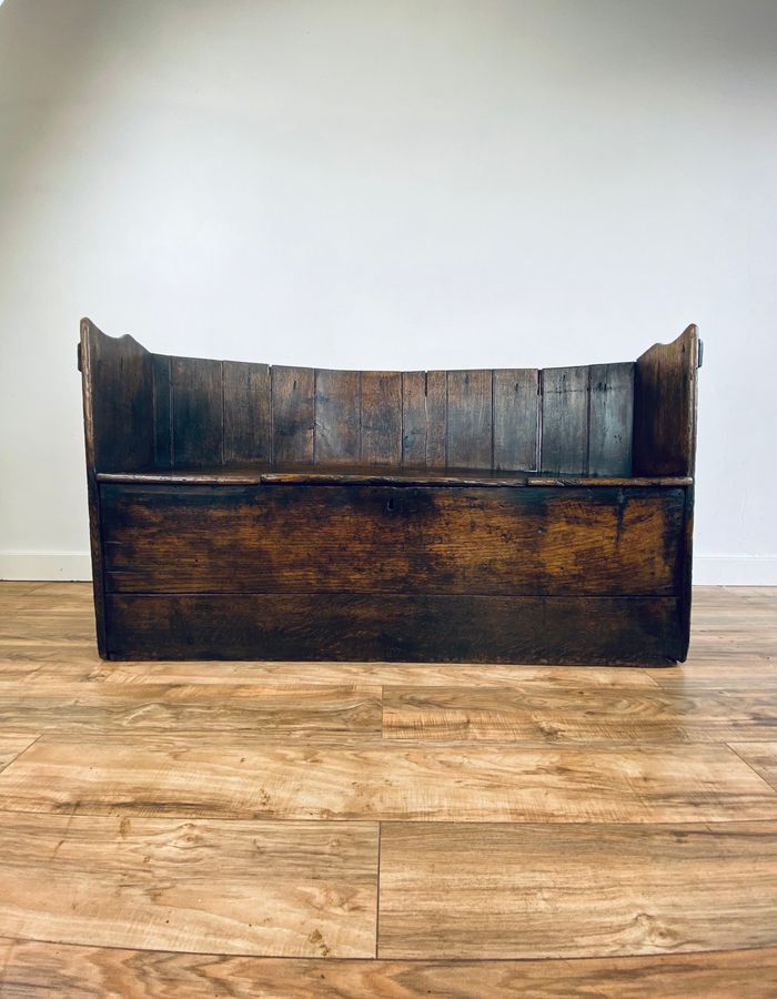 18th century oak barrel back settle bench