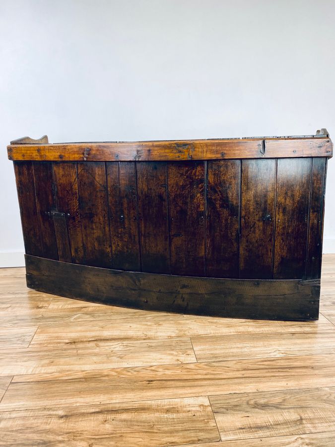 Antique 18th century oak barrel back settle bench