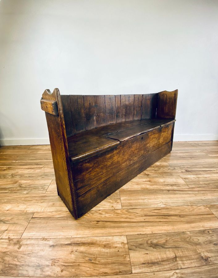 Antique 18th century oak barrel back settle bench