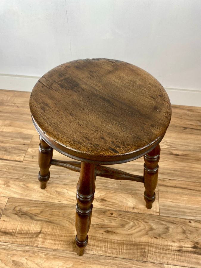 Antique 19th Century Turned Oak Stool