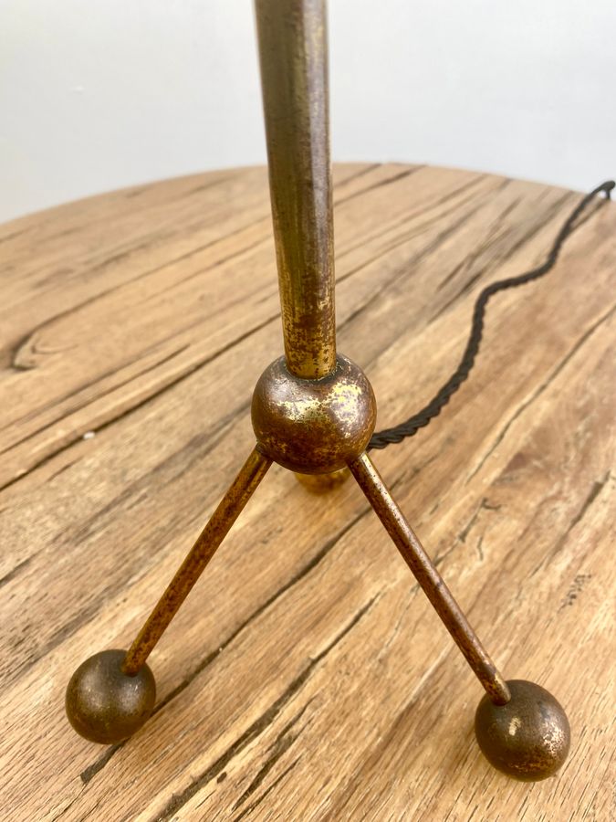 Antique A Gilt Brass Tripod Antique Table Lamp Circa 1900