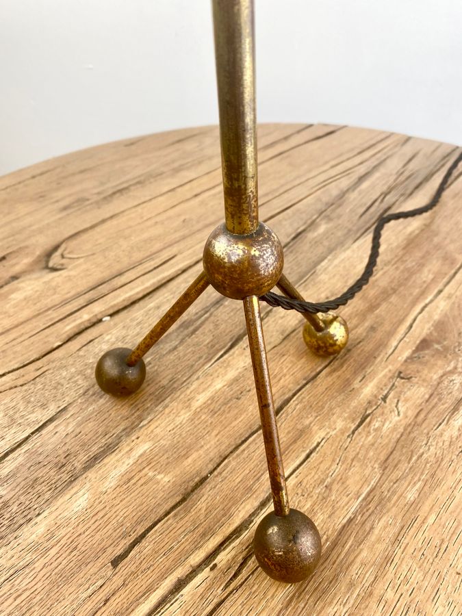 Antique A Gilt Brass Tripod Antique Table Lamp Circa 1900