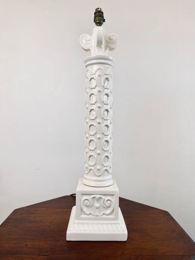 Antique A Huge Italian White Ceramic Table Lamp Circa 1960