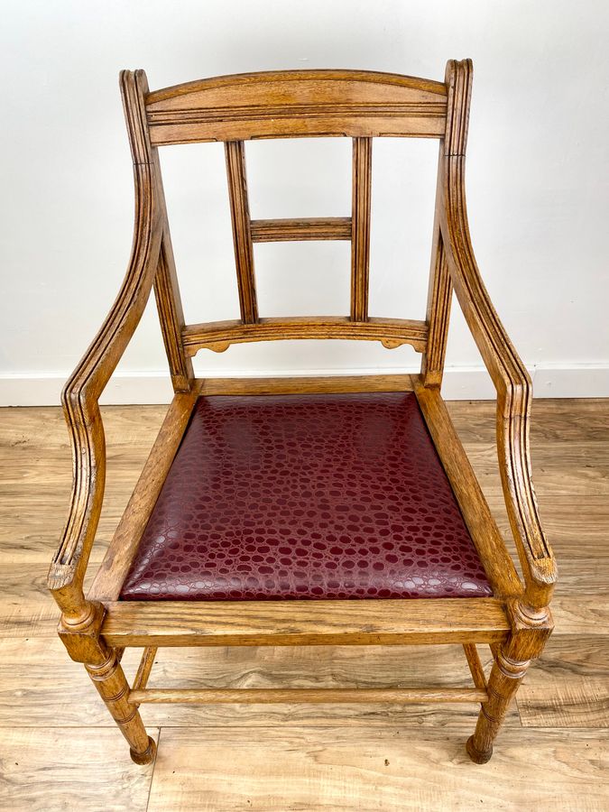 Antique An Aesthetic Movement Oak Armchair Circa 1890