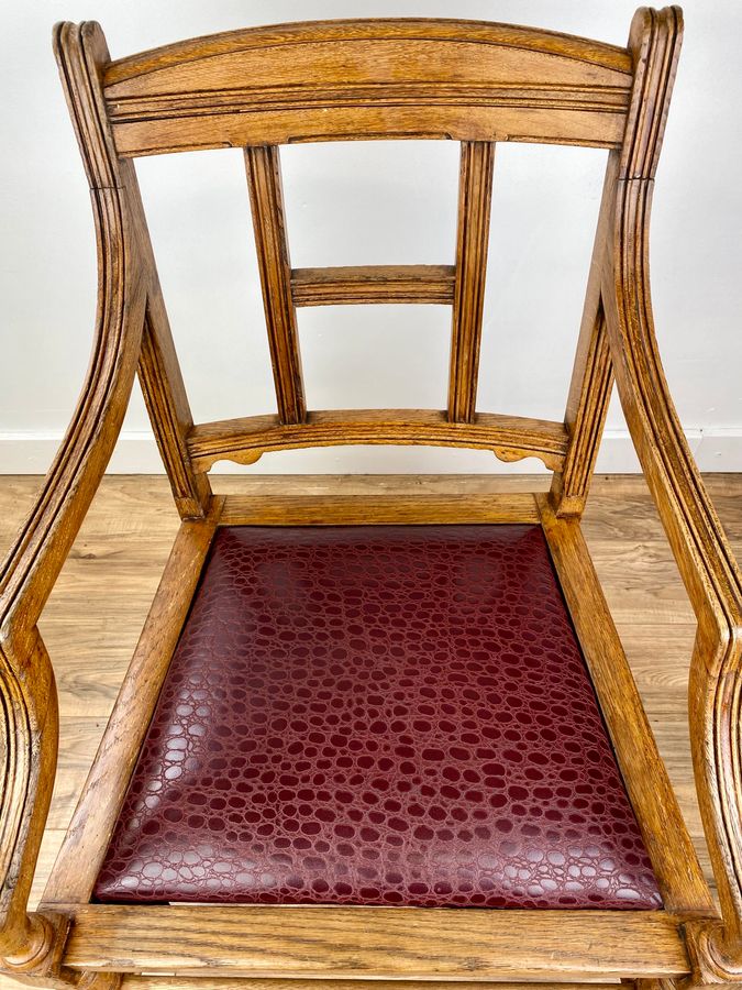 Antique An Aesthetic Movement Oak Armchair Circa 1890