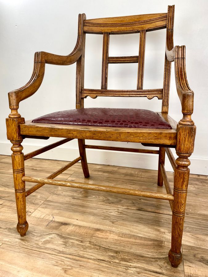 Antique An Aesthetic Movement Oak Armchair Circa 1890