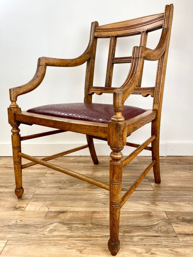 Antique An Aesthetic Movement Oak Armchair Circa 1890