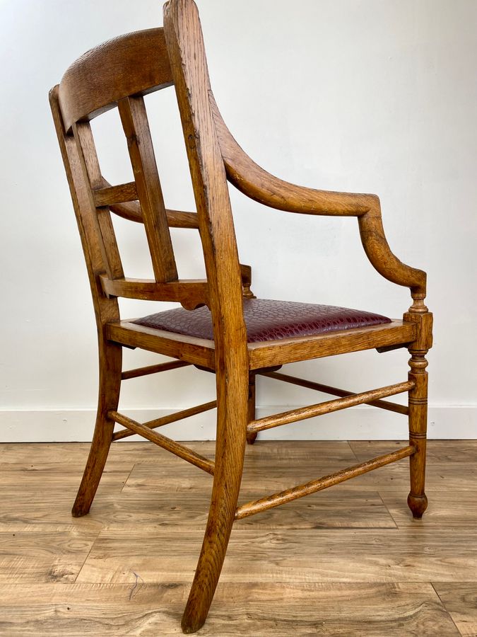 Antique An Aesthetic Movement Oak Armchair Circa 1890