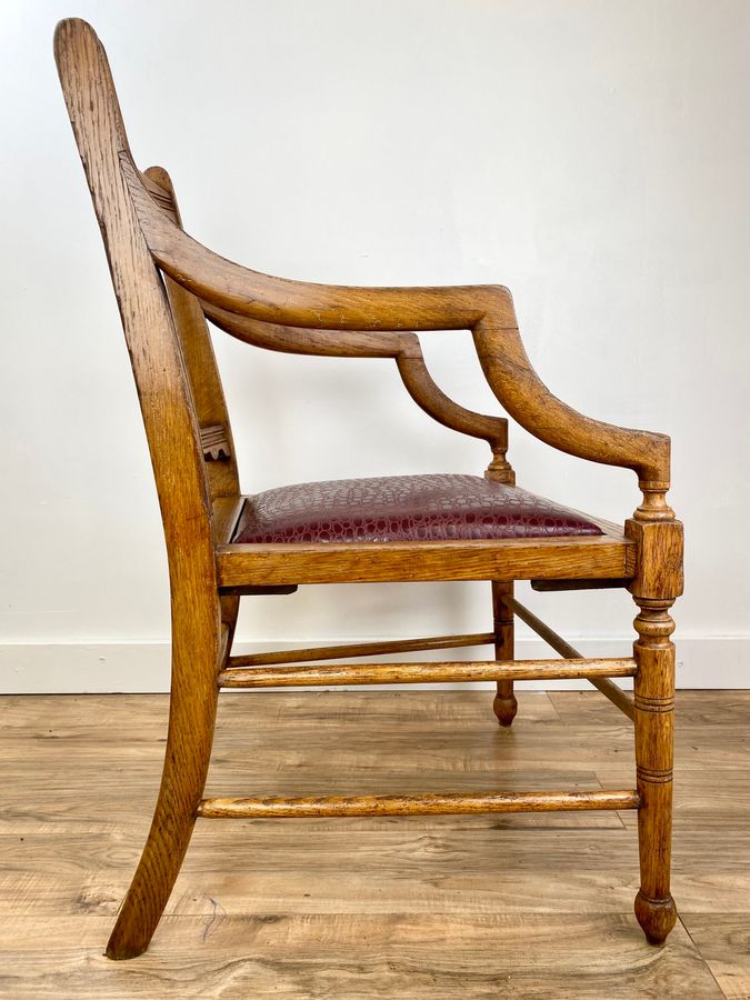 Antique An Aesthetic Movement Oak Armchair Circa 1890