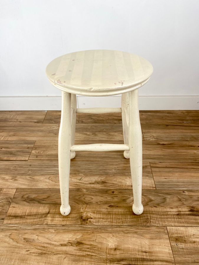 Antique Antique white painted wood stool