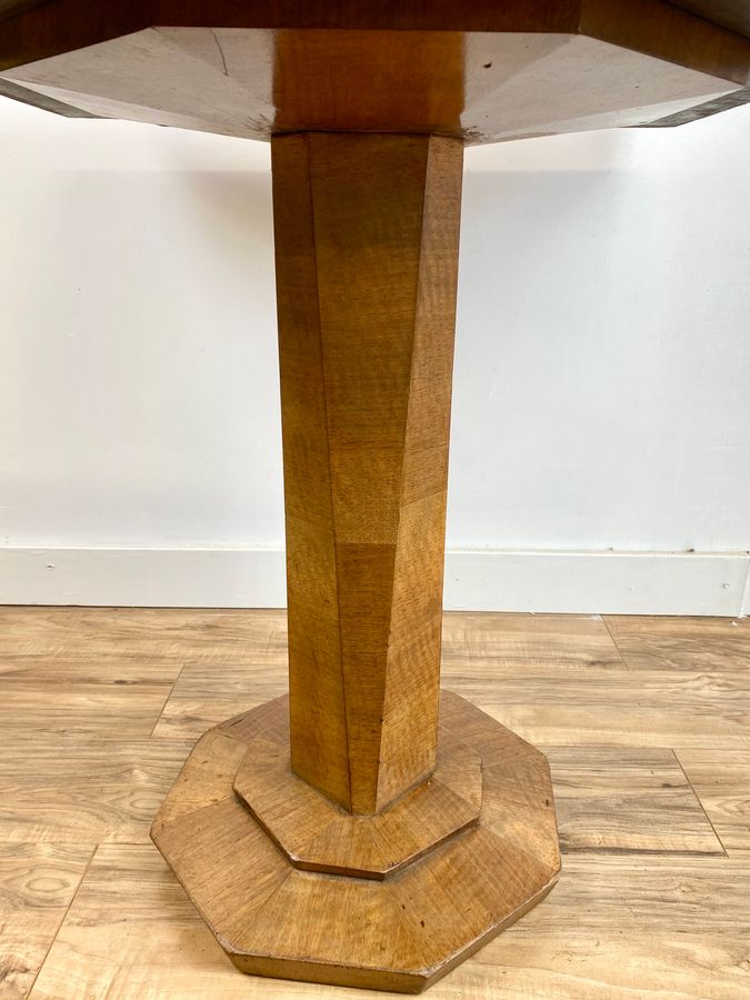 Antique Art Deco Walnut Pedestal Or Side Table.