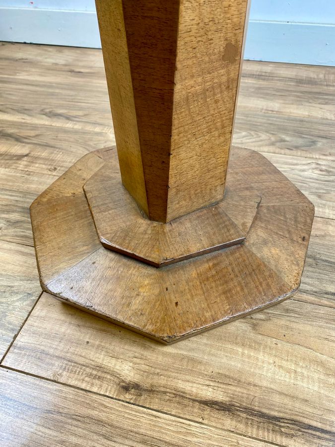 Antique Art Deco Walnut Pedestal Or Side Table.