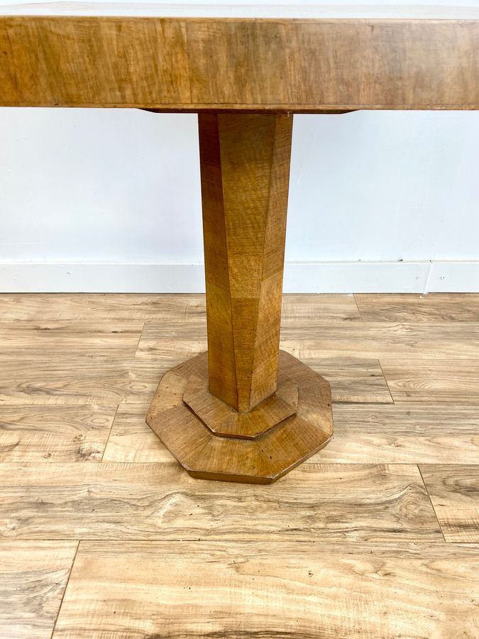 Antique Art Deco Walnut Pedestal Or Side Table.