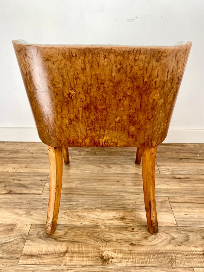 Antique Art Deco Walnut Tub Chair