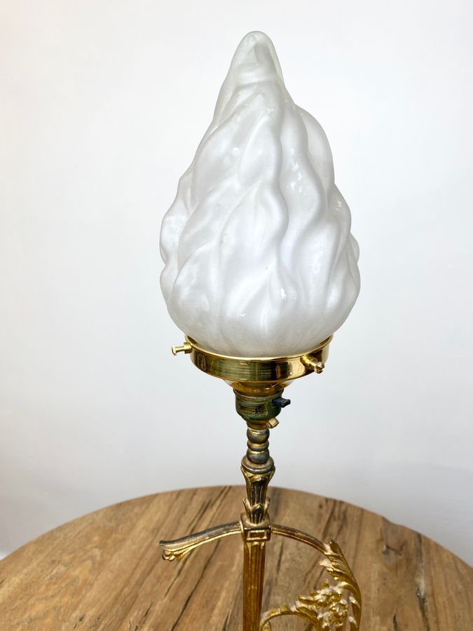 Antique Art Nouveau Circa 1910 Table Lamp With Marble Base