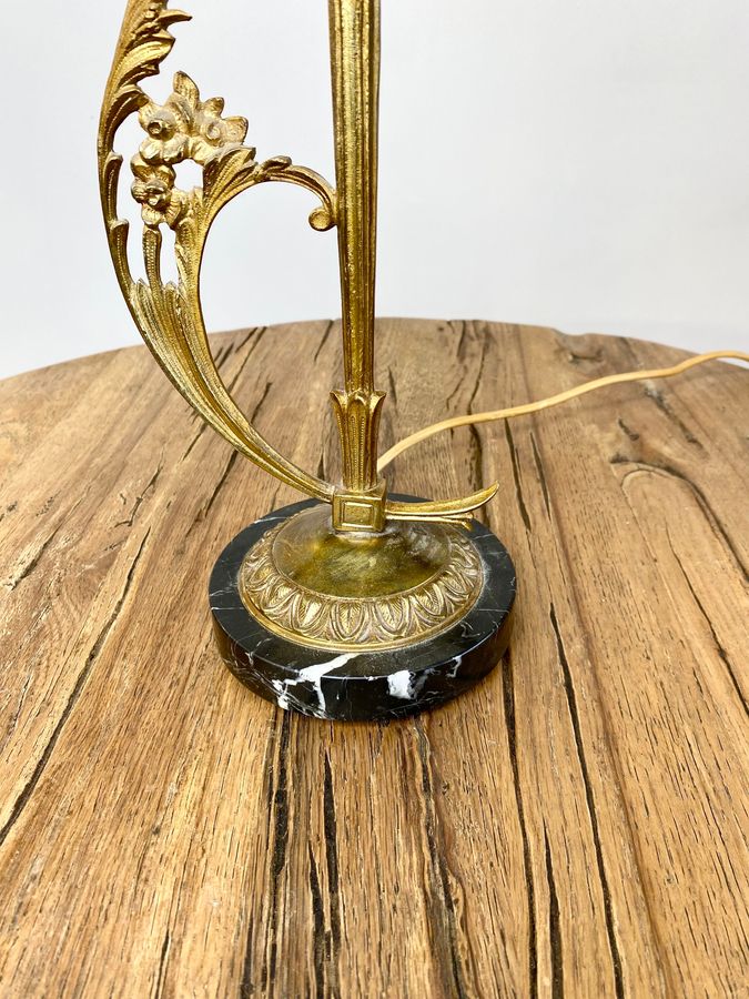 Antique Art Nouveau Circa 1910 Table Lamp With Marble Base