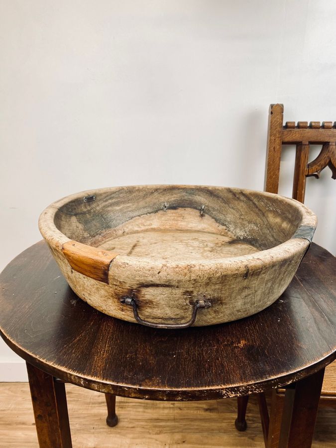 Large 19th Century Antique Carved Fruitwood Bowl.