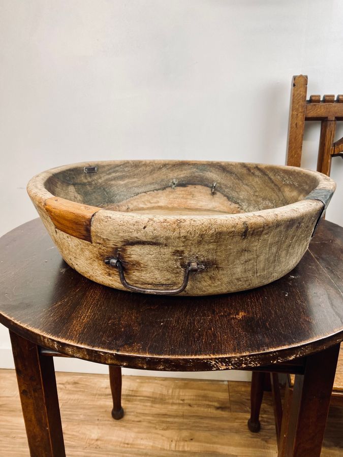 Antique Large 19th Century Antique Carved Fruitwood Bowl.