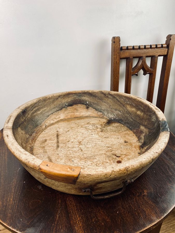 Antique Large 19th Century Antique Carved Fruitwood Bowl.