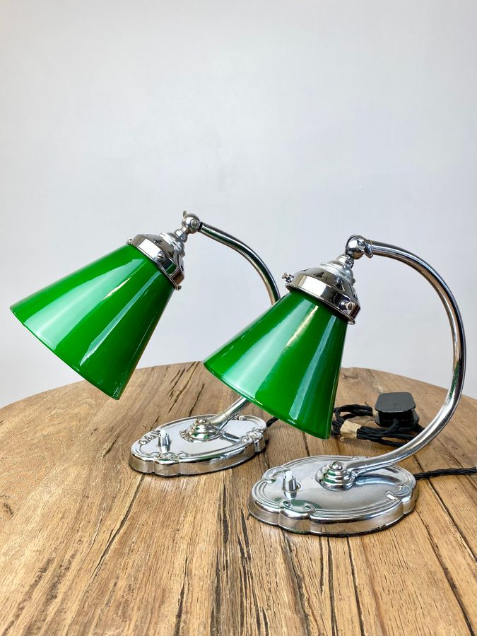 Antique Vintage green desk lamps Art Deco period