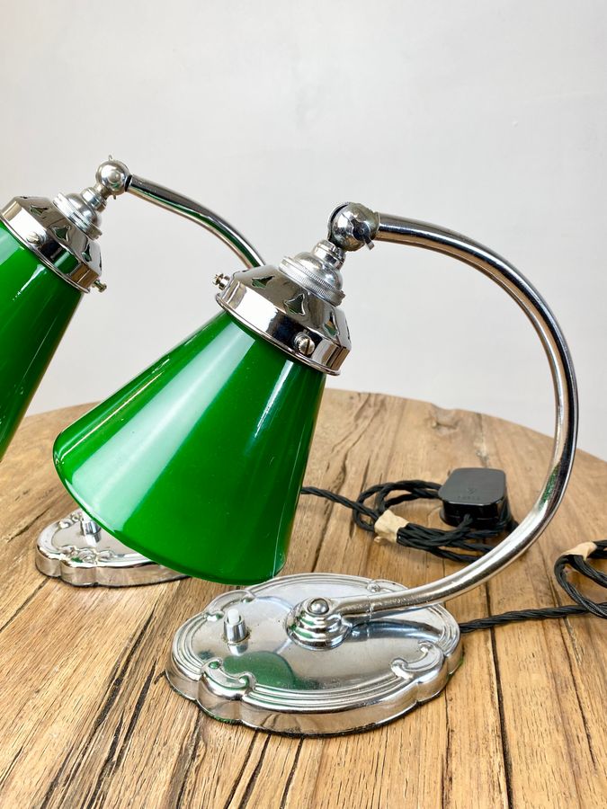 Antique Vintage green desk lamps Art Deco period