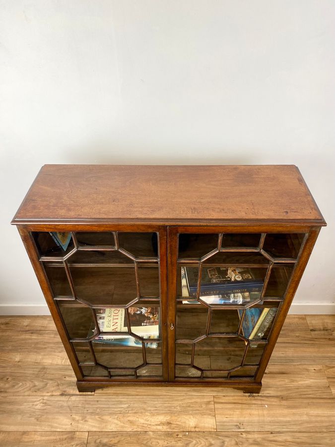 Antique Edwardian Mahogany Astragal Glazed Dwarf Bookcase