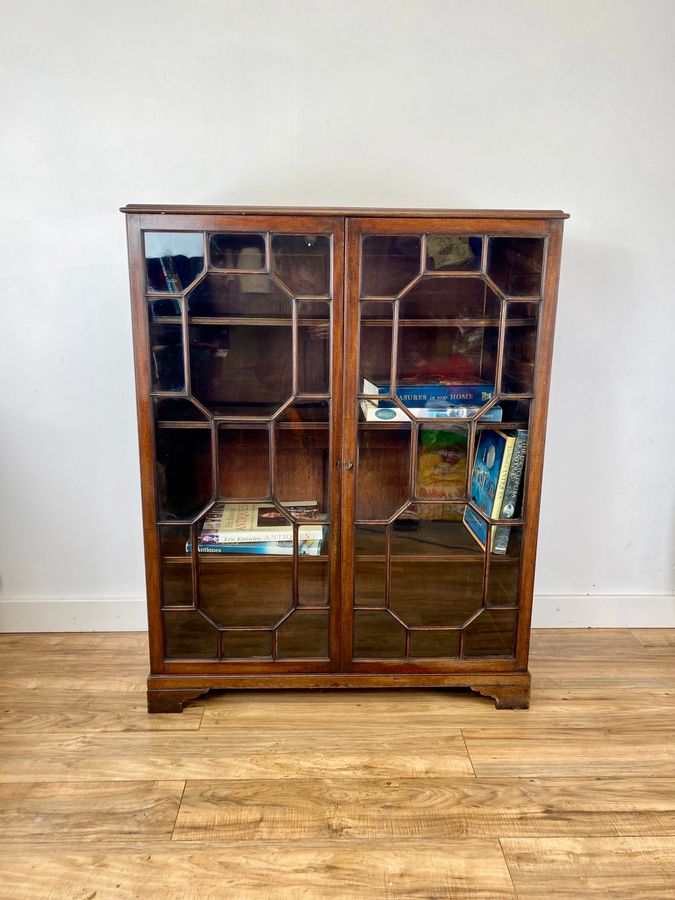 Antique Edwardian Mahogany Astragal Glazed Dwarf Bookcase