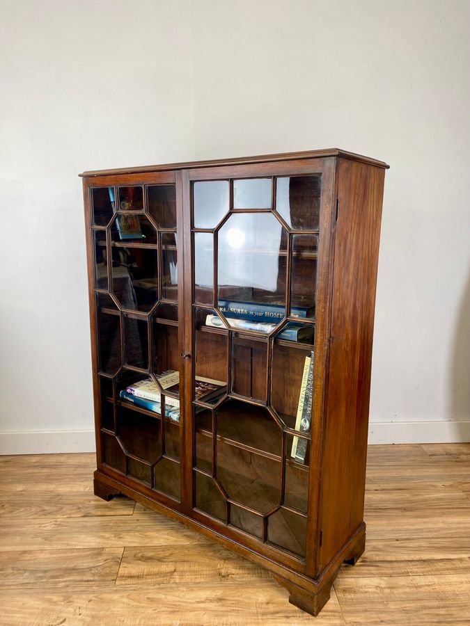 Antique Edwardian Mahogany Astragal Glazed Dwarf Bookcase